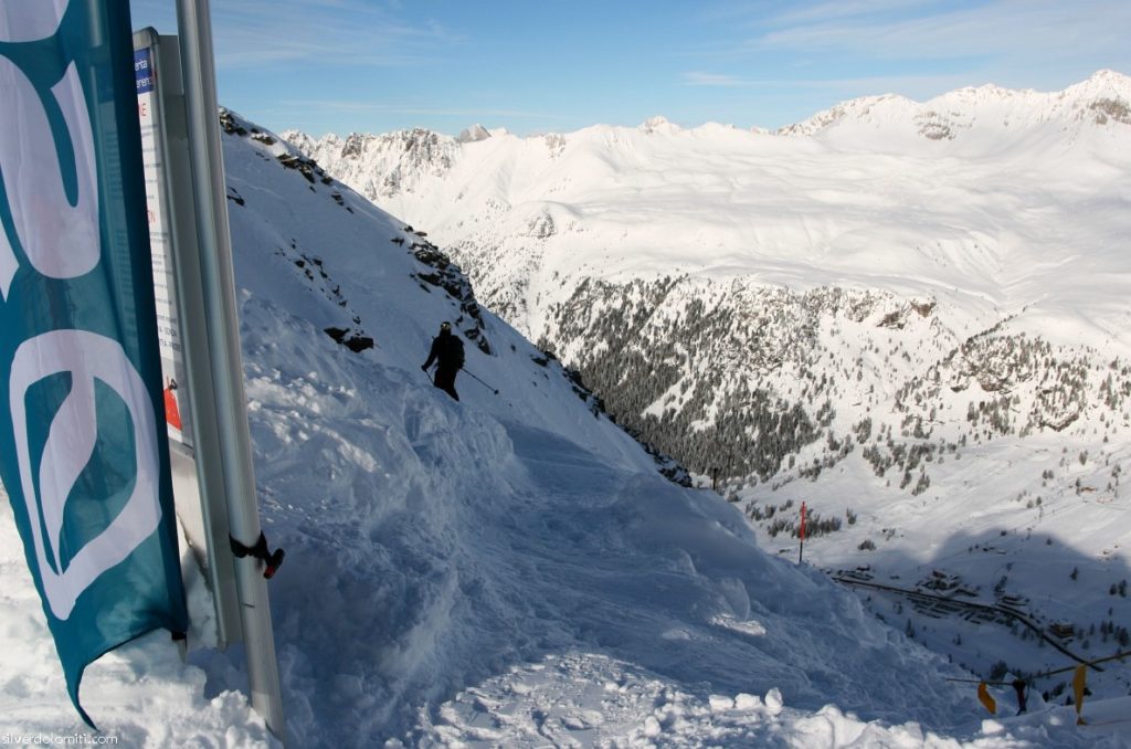 fuoripista controllato del col margherita in val di fassa