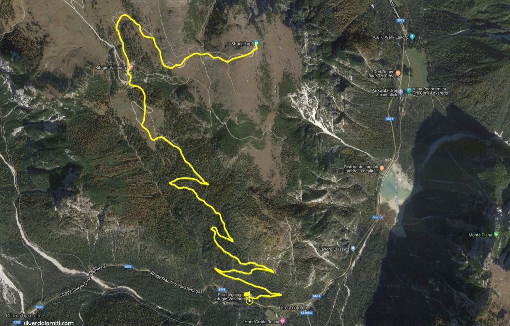 mappa rifugio vallandro e monte specie